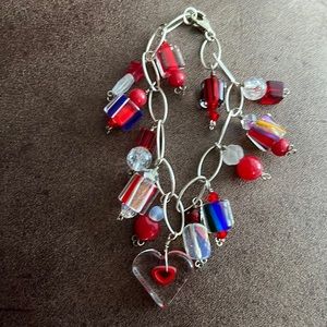 NWOT Custom sterling and red bracelet